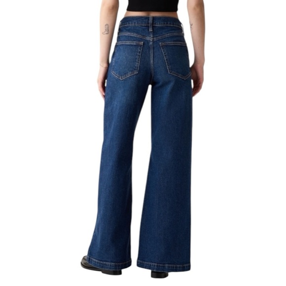 GAP High Rise Stride Wide-Leg Jeans Dark Wash Size 18R 34 - Picture 6 of 12